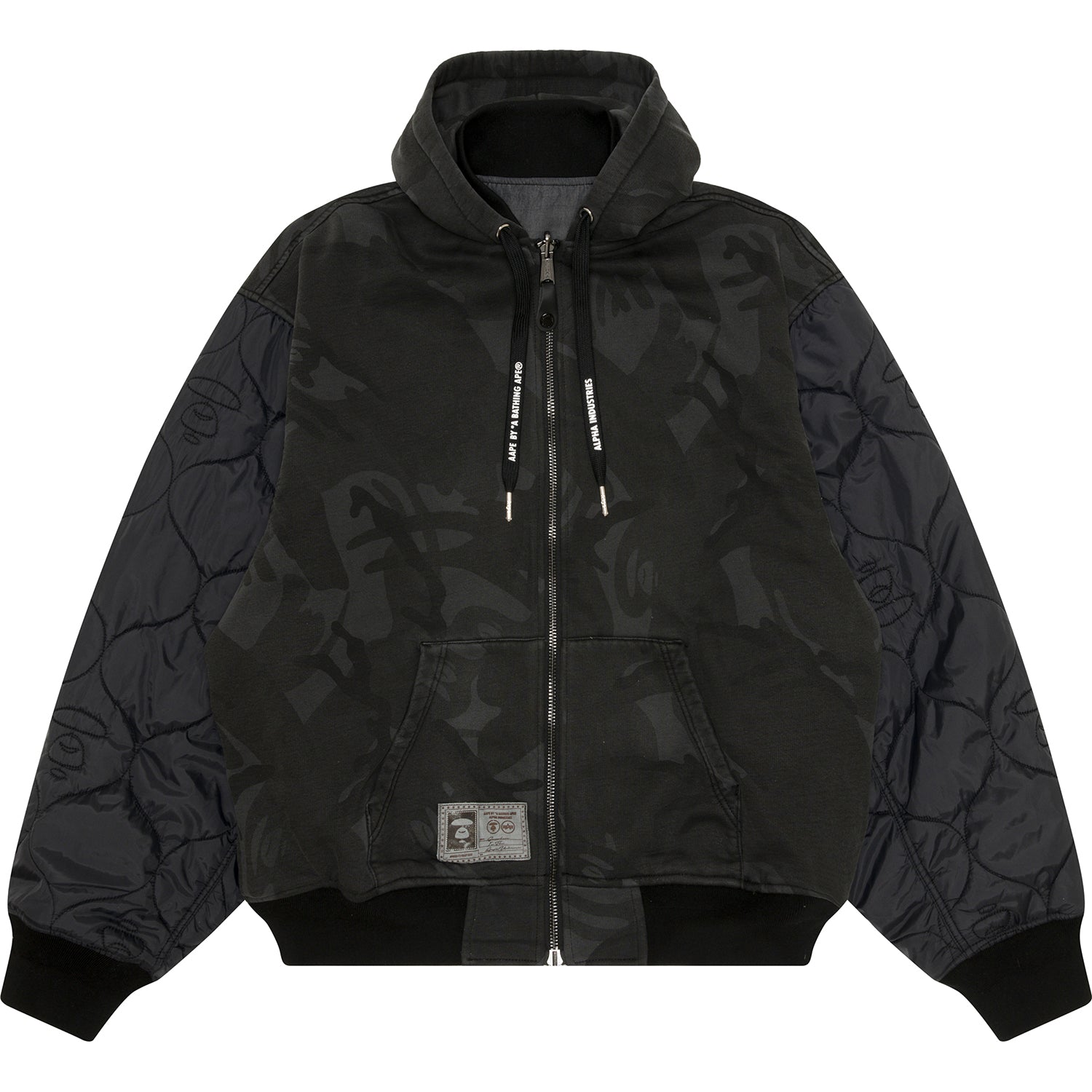 AAPE X ALPHA INDUSTRIES MOONFACE LOGO HOODED BOMBER JACKET