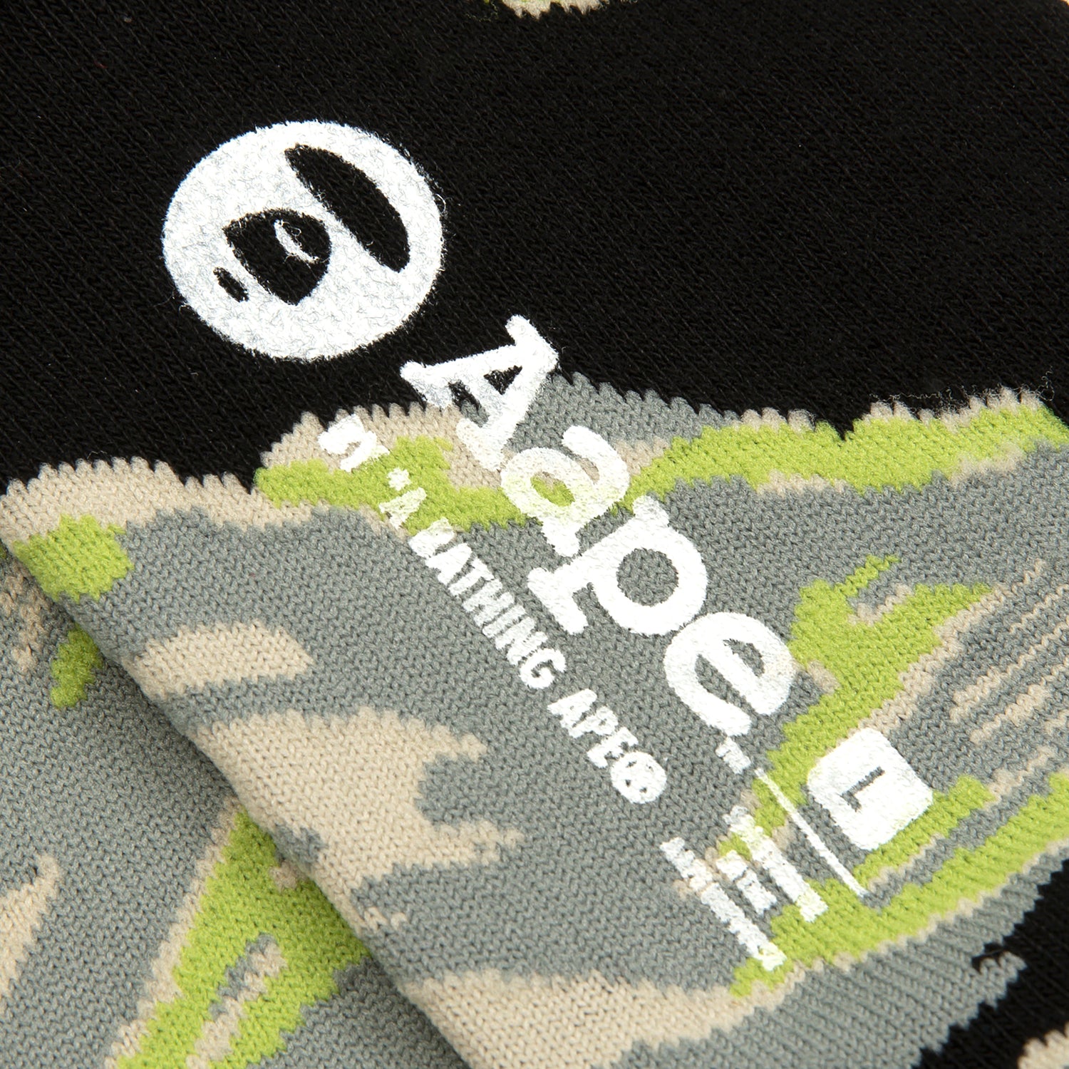 MOONFACE EMBROIDERED CAMO SOCKS
