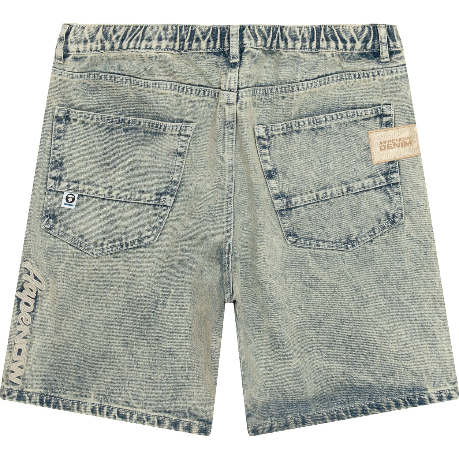 AAPSPMB668XBO/AAPENOW MOONFACE LOGO DENIM SHORTS