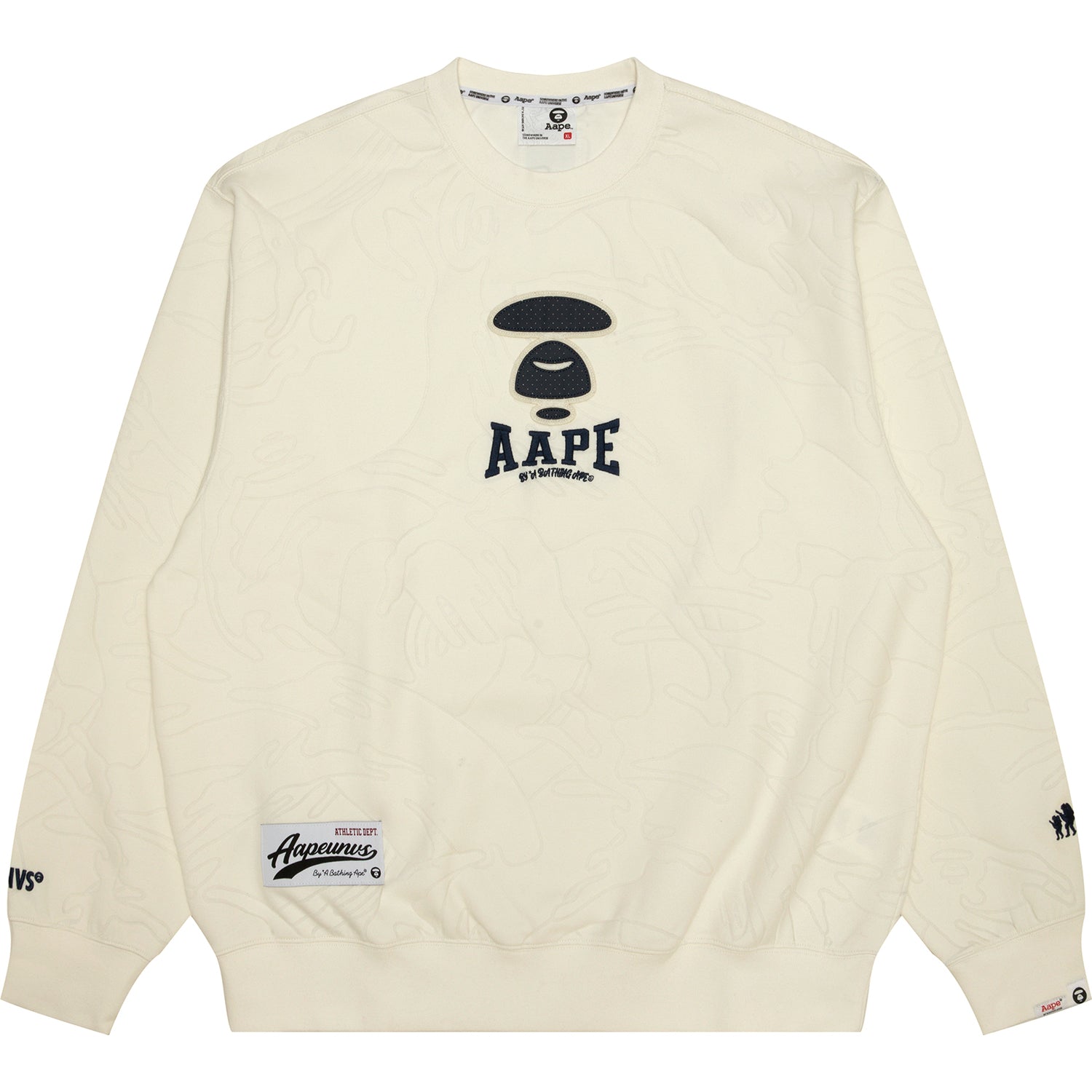 Aap Moonface Logo Camo Crew Neck Sweatshirt AAPSWMB385XXN Ivory M