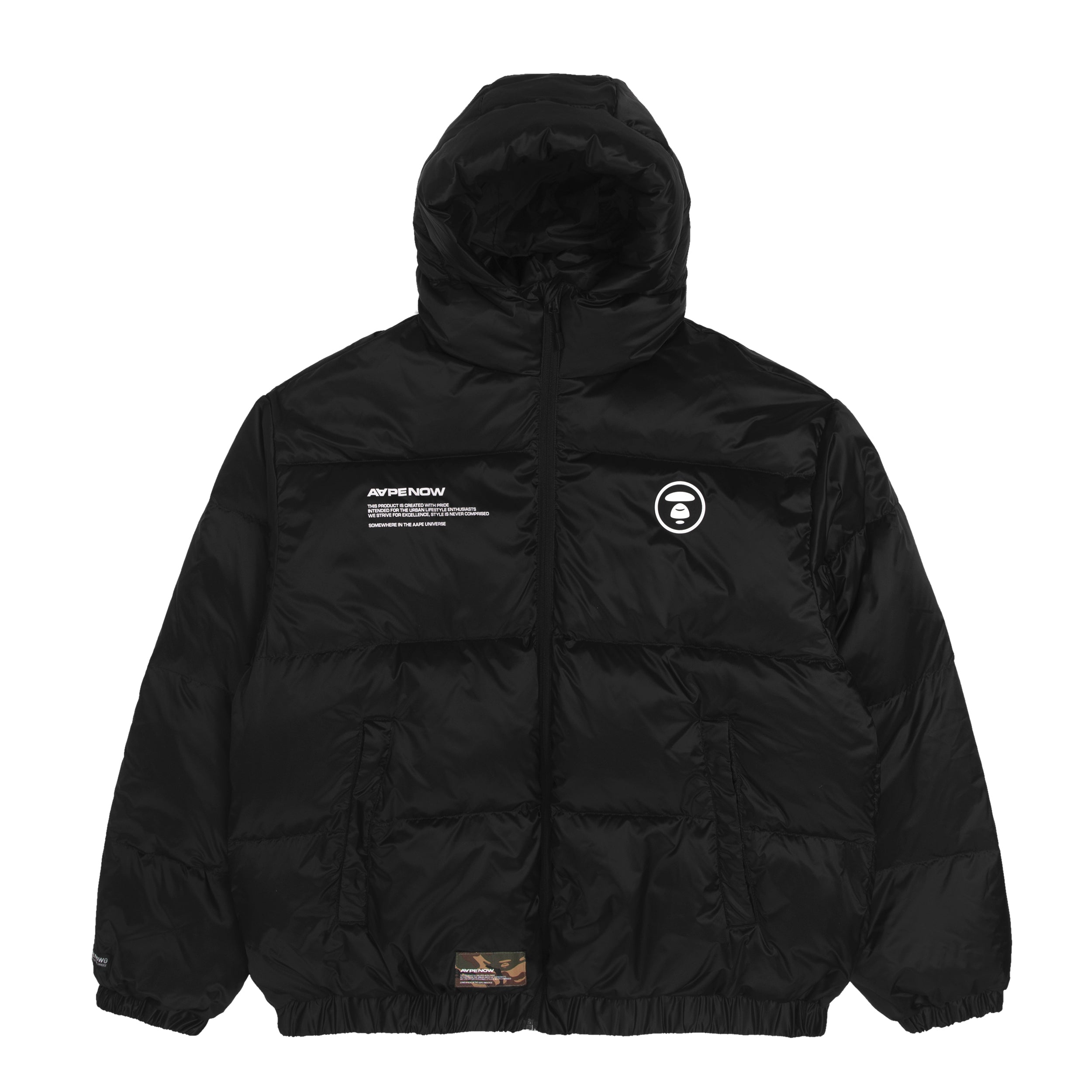 MOONFACE PATCH HOODED DOWN JACKET – aapeus.com