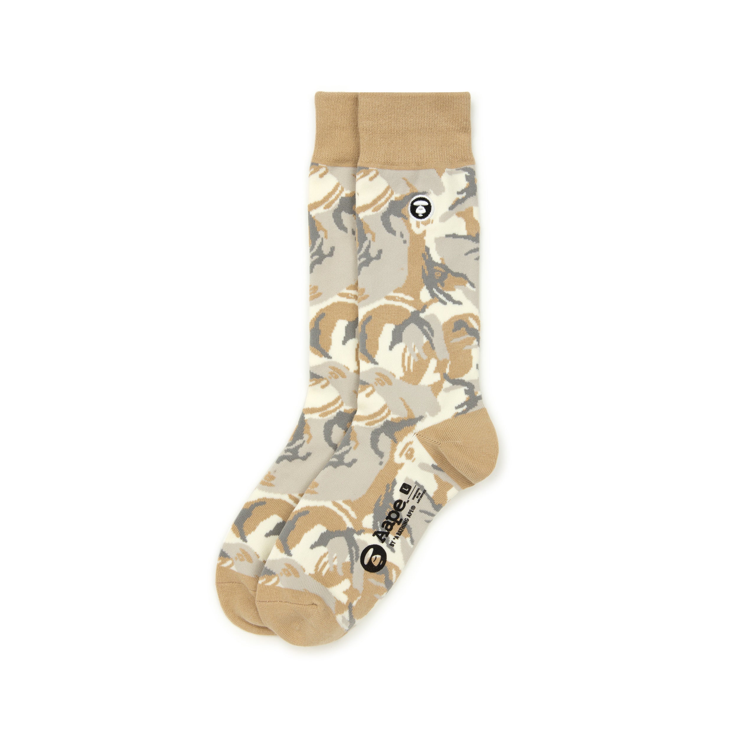 MOONFACE EMBROIDERED CAMO CREW SOCKS