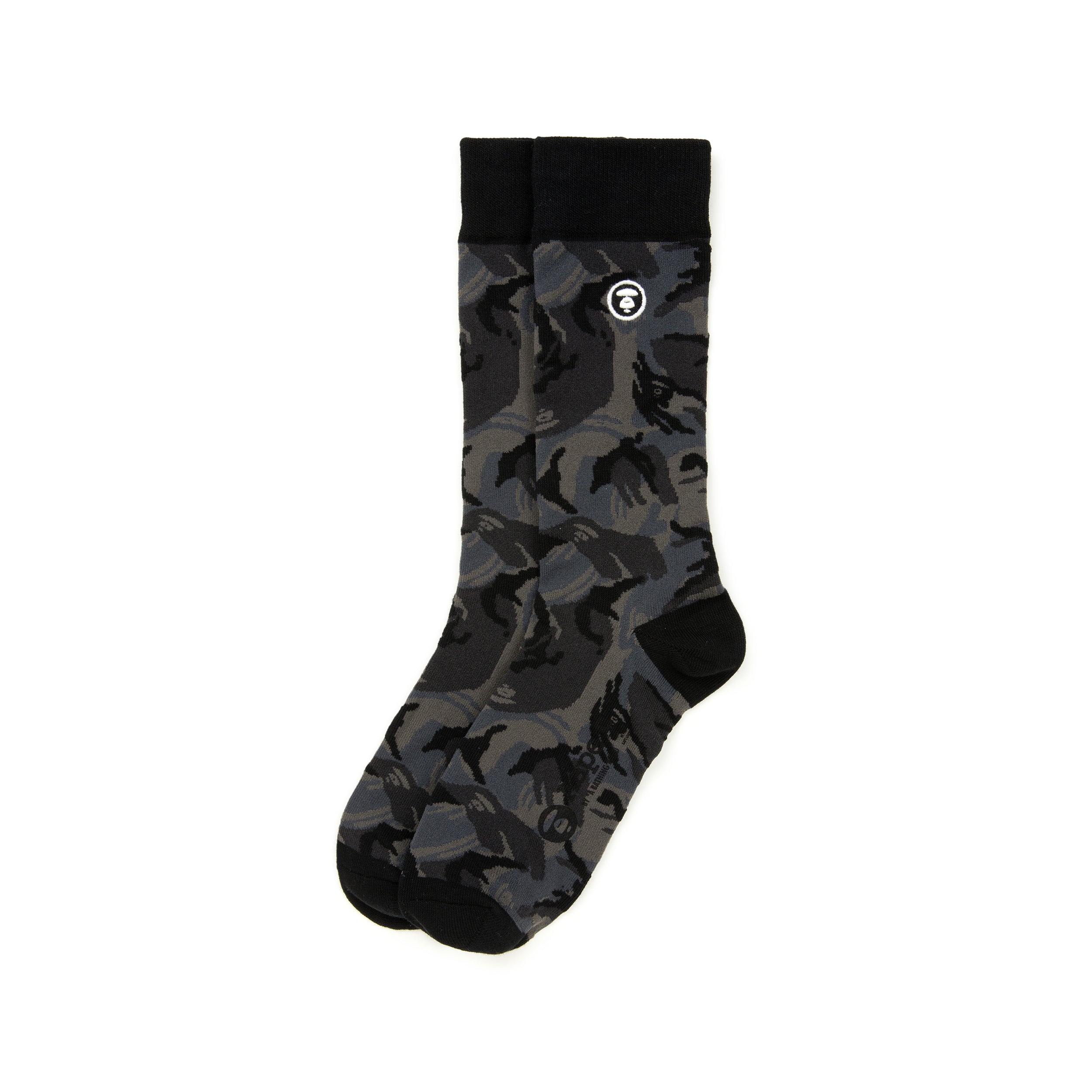 MOONFACE EMBROIDERED CAMO CREW SOCKS