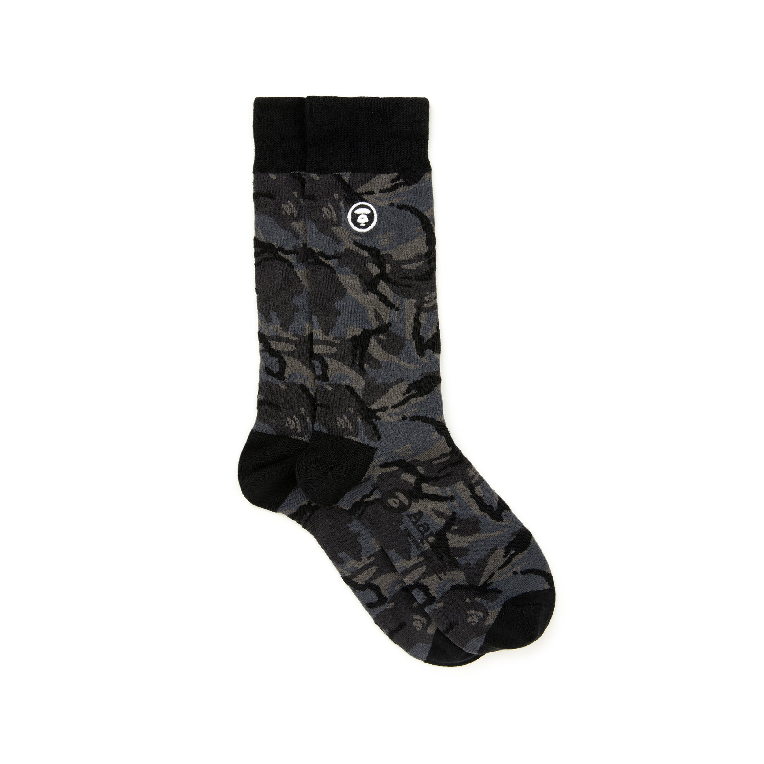 MOONFACE EMBROIDERED CAMO CREW SOCKS