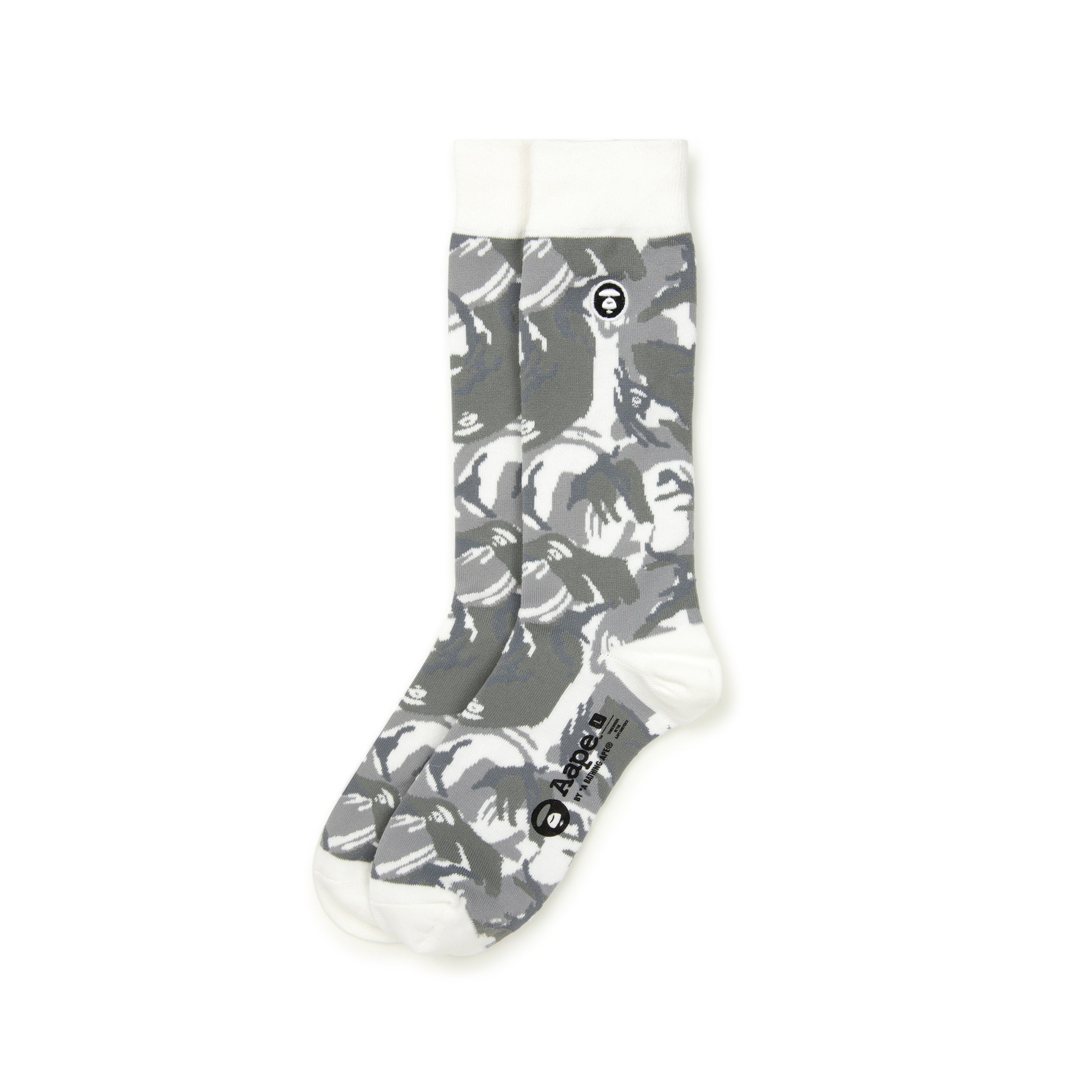 MOONFACE EMBROIDERED CAMO CREW SOCKS
