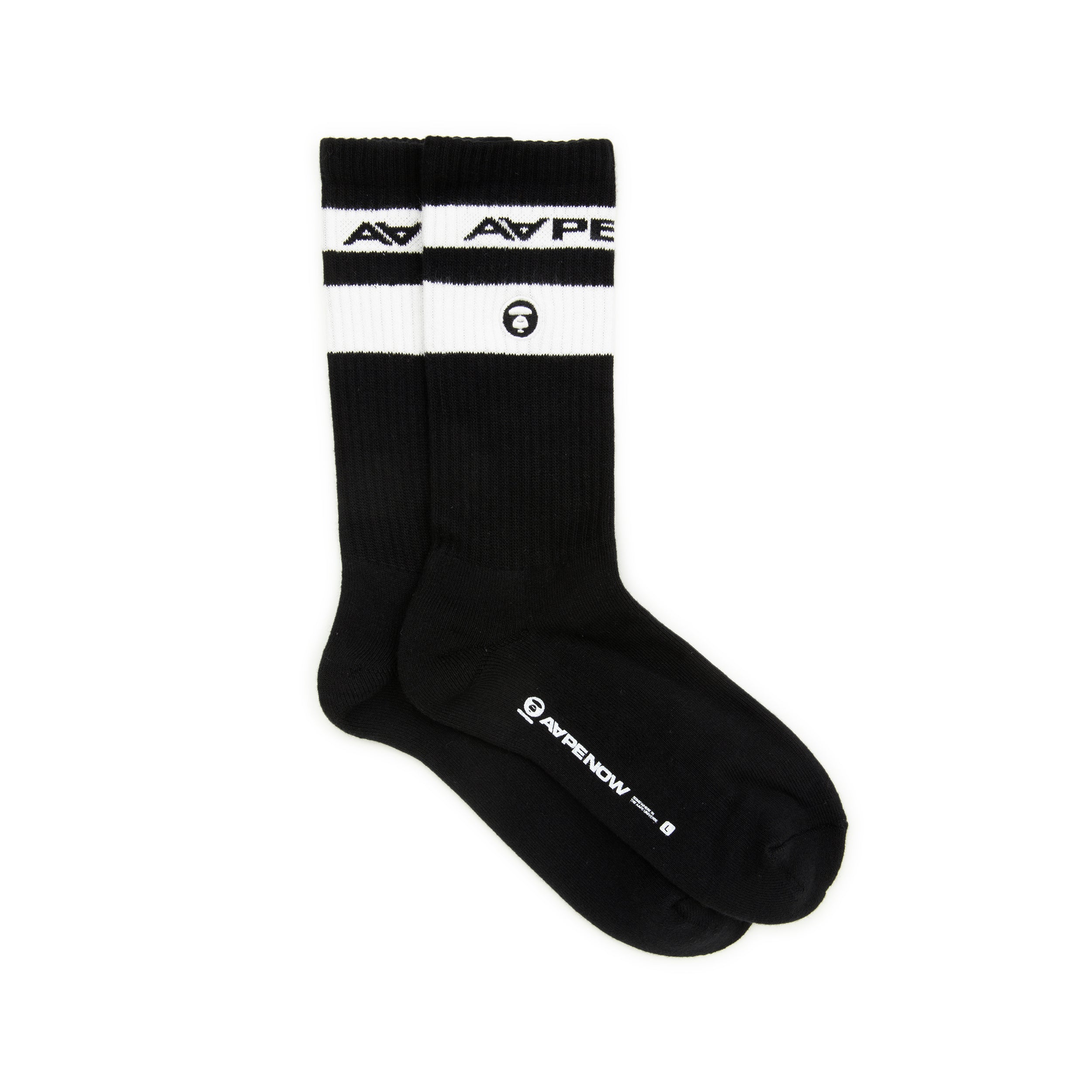 MOONFACE EMBROIDERED STRIPED SOCKS