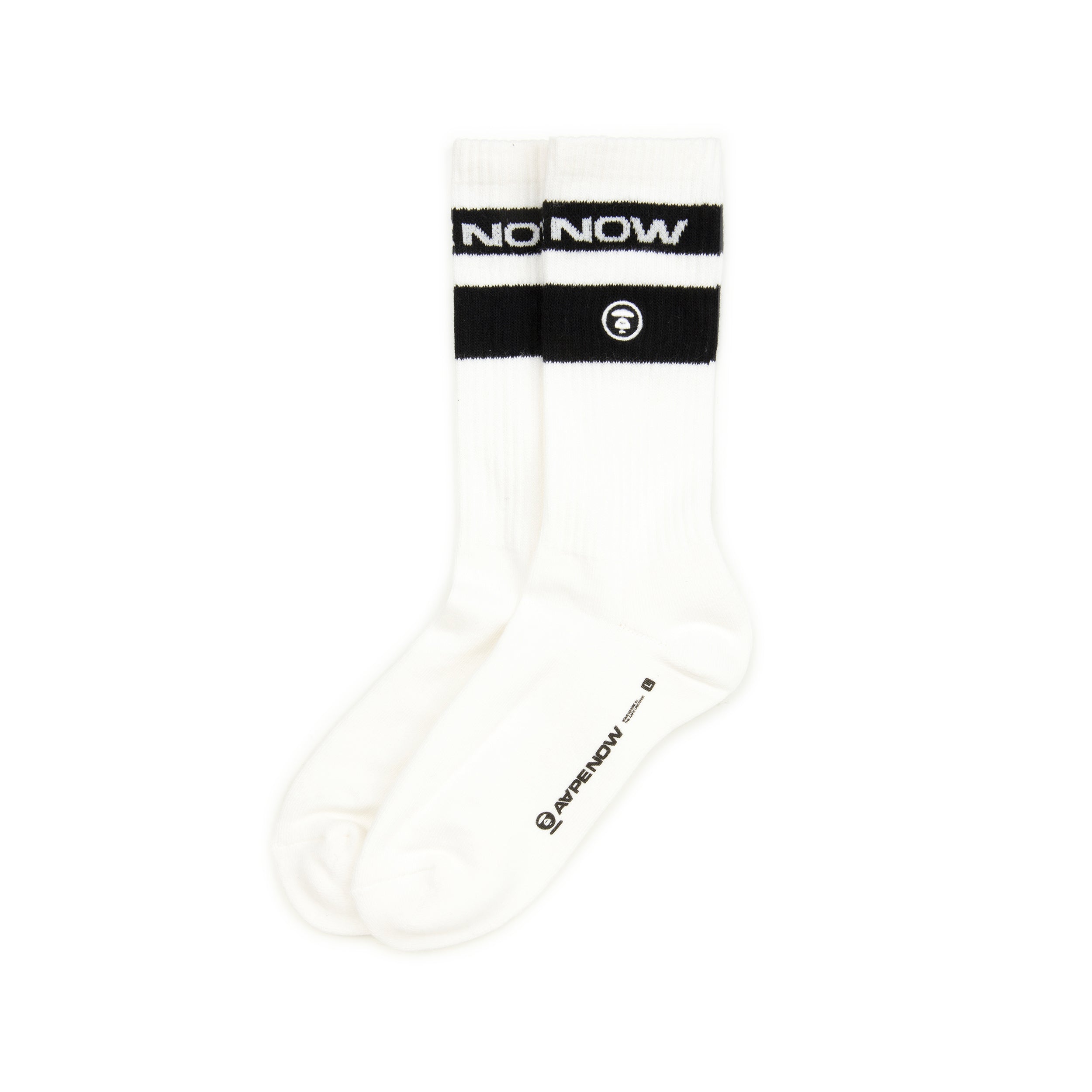 MOONFACE EMBROIDERED STRIPED SOCKS