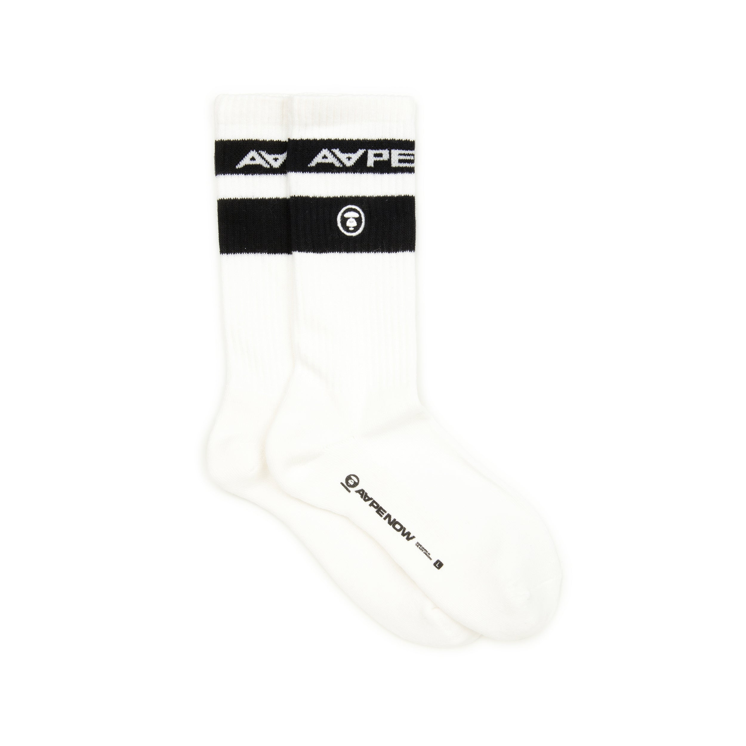 MOONFACE EMBROIDERED STRIPED SOCKS