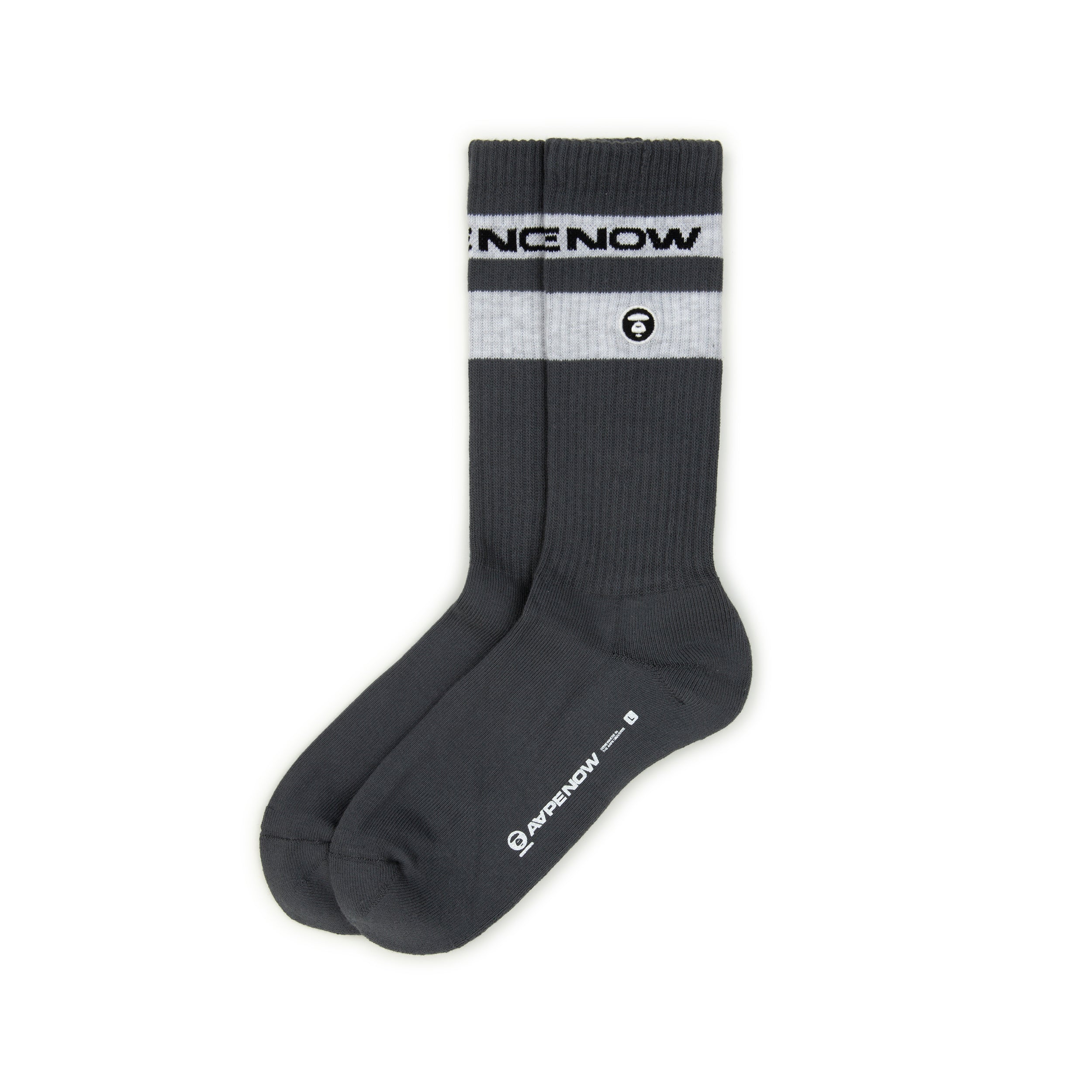 MOONFACE EMBROIDERED STRIPED SOCKS