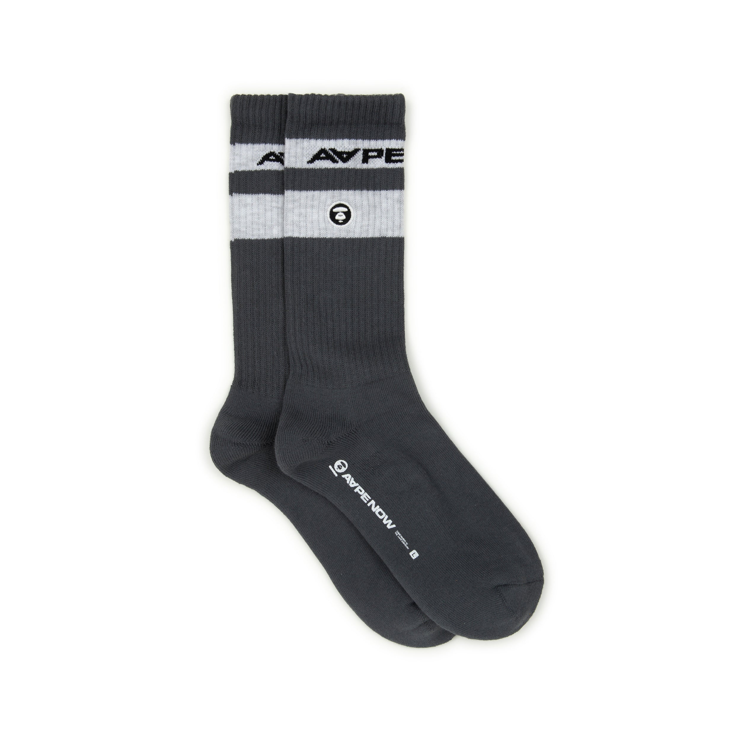 MOONFACE EMBROIDERED STRIPED SOCKS