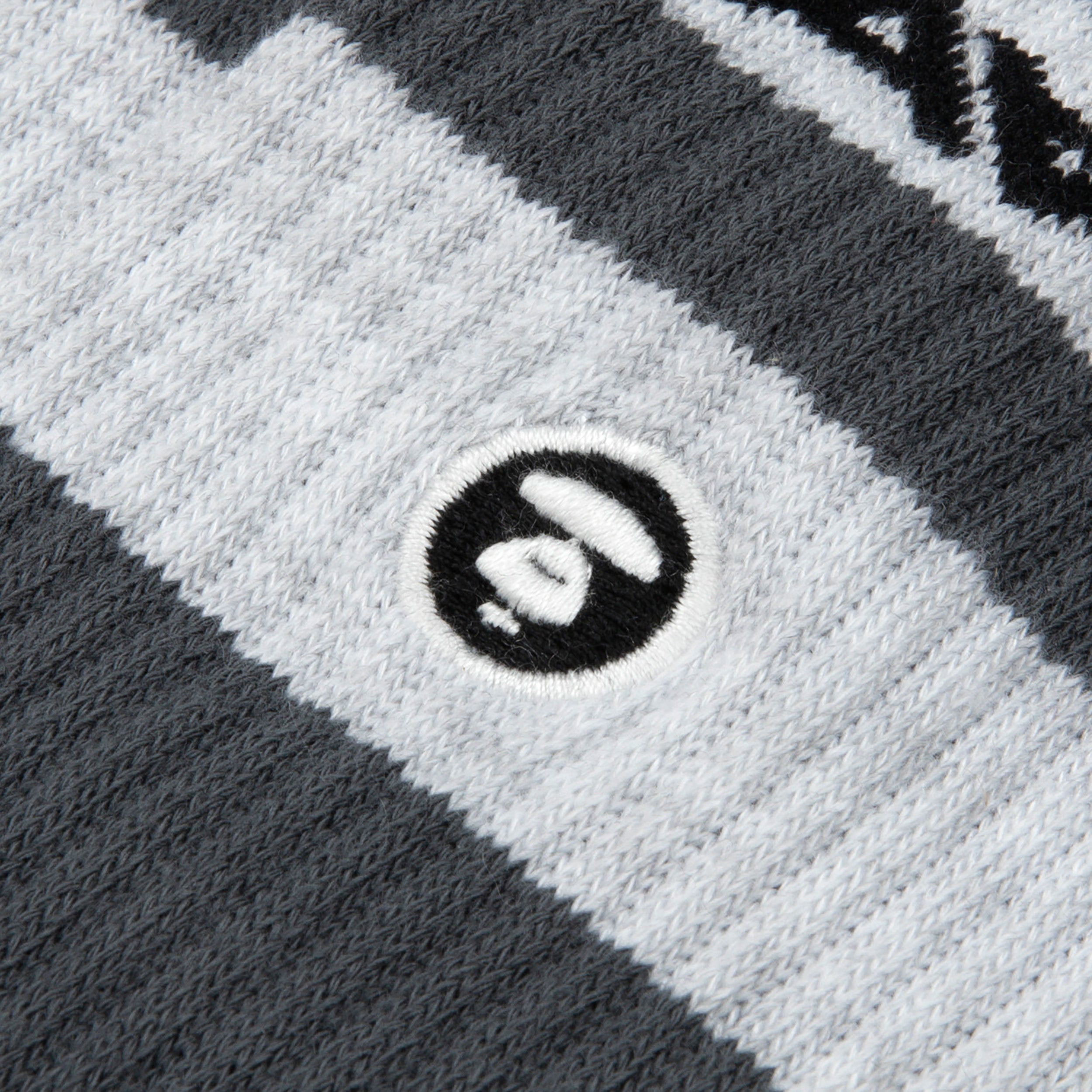 MOONFACE EMBROIDERED STRIPED SOCKS
