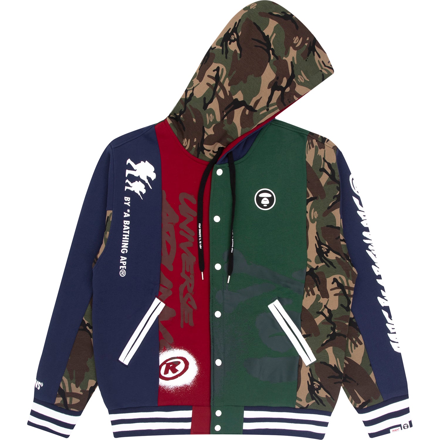 AAPE MISMATCH CAMO VARSITY JACKET