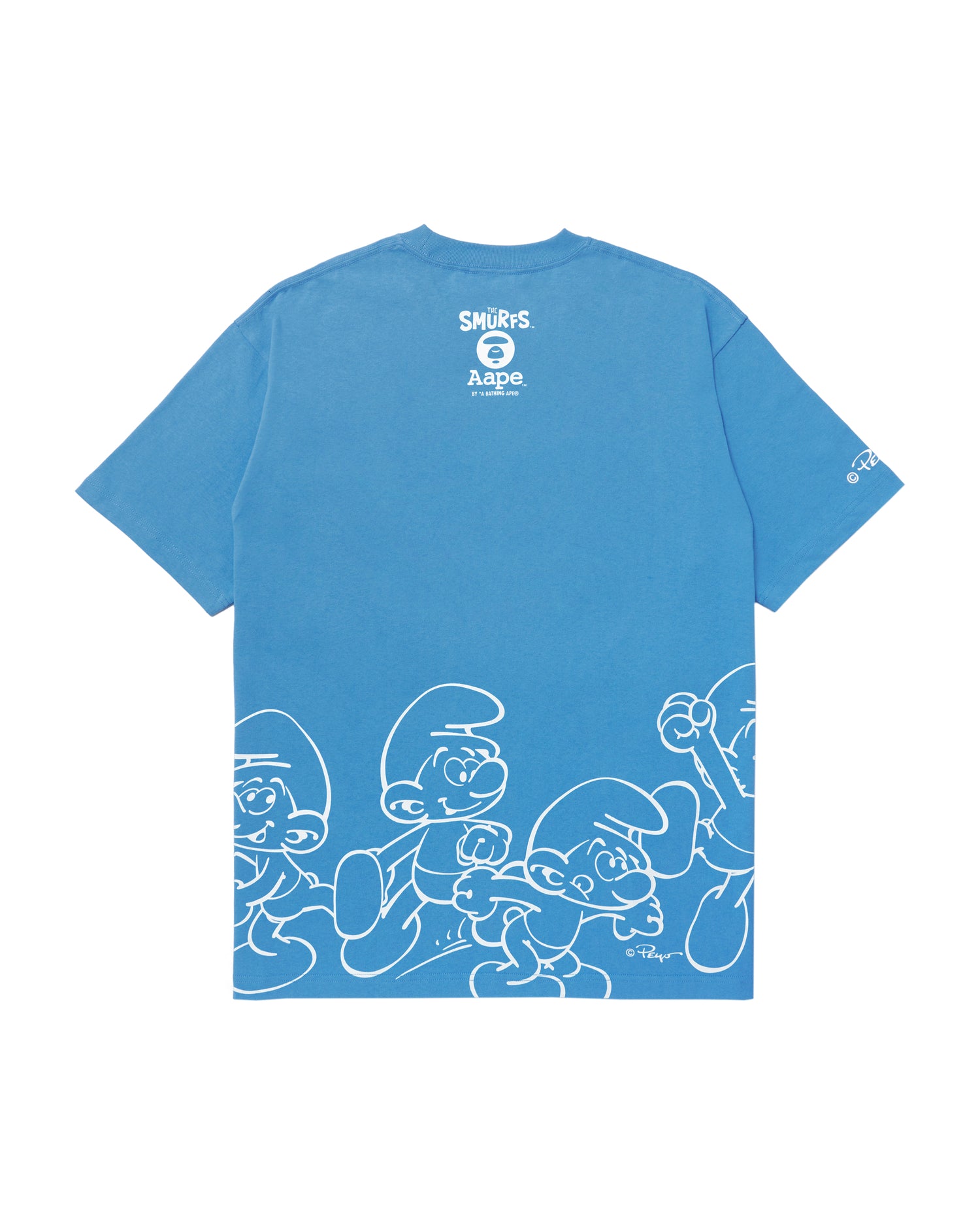 AAPE X THE SMURFS MOONFACE PATCH GRAPHIC TEE
