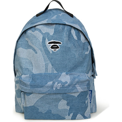 MOONFACE EMBROIDERED CAMO DENIM BACKPACK