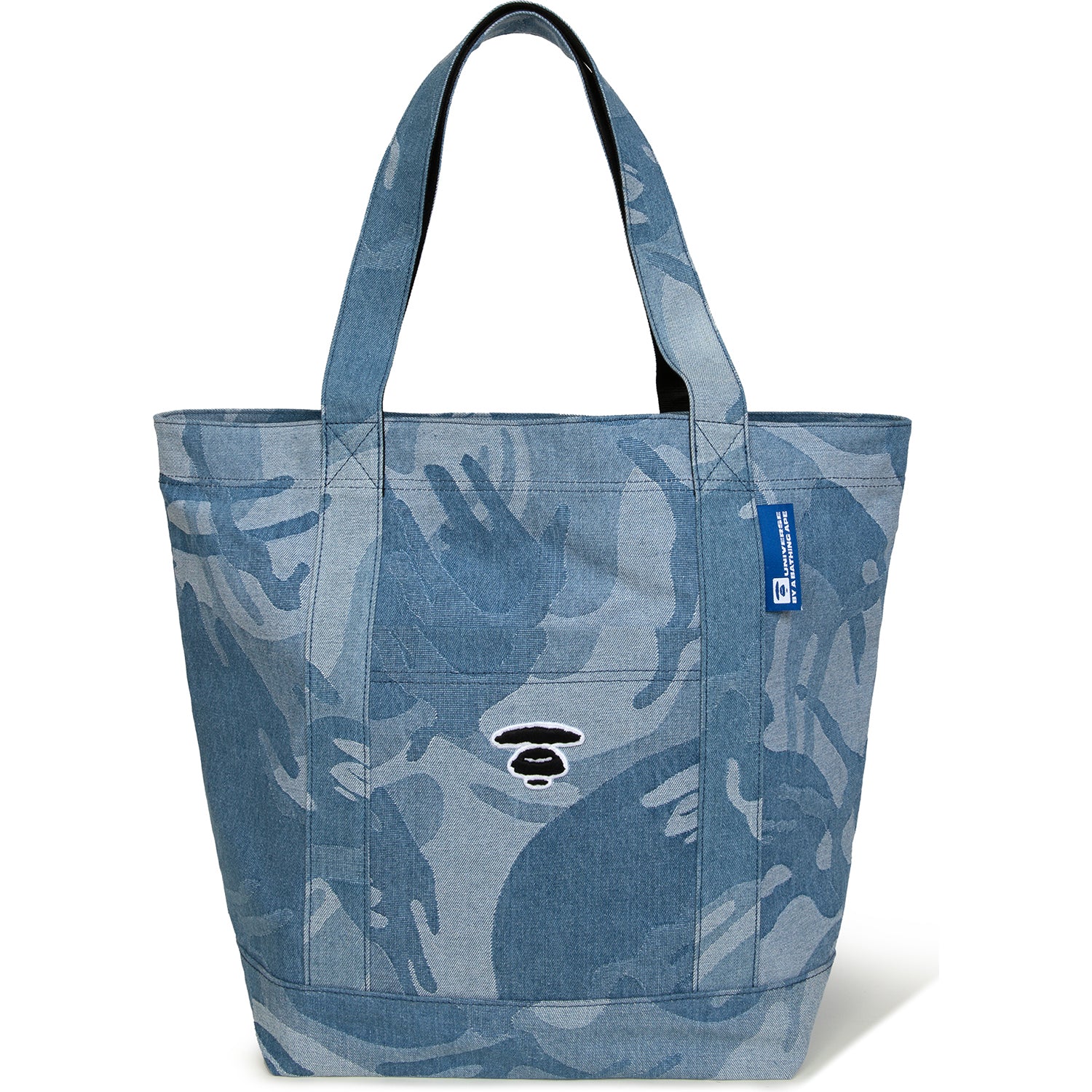 MOONFACE EMBROIDERED CAMO DENIM TOTE