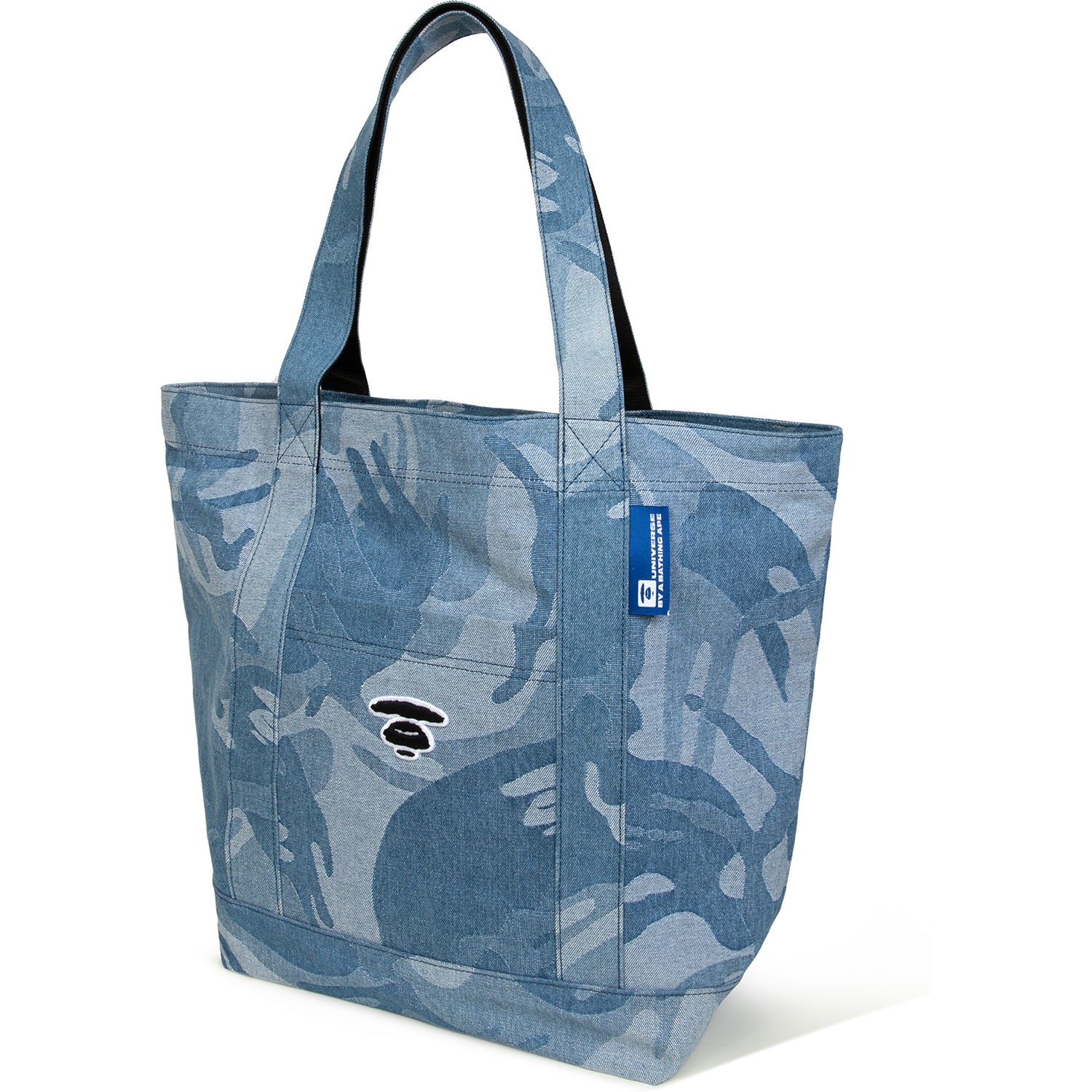 MOONFACE EMBROIDERED CAMO DENIM TOTE