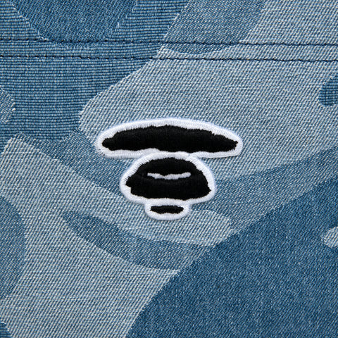 MOONFACE EMBROIDERED CAMO DENIM TOTE
