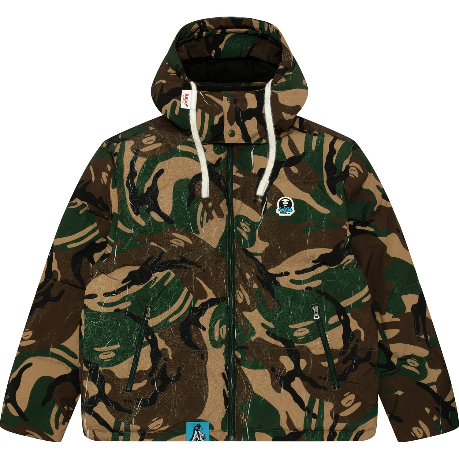 MOONFACE LOGO CAMO HOODED PUFFER JACKET