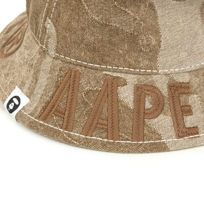 MOONFACE CAMO DENIM BUCKET HAT