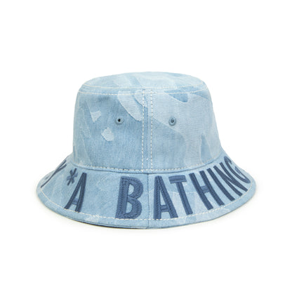 MOONFACE CAMO DENIM BUCKET HAT