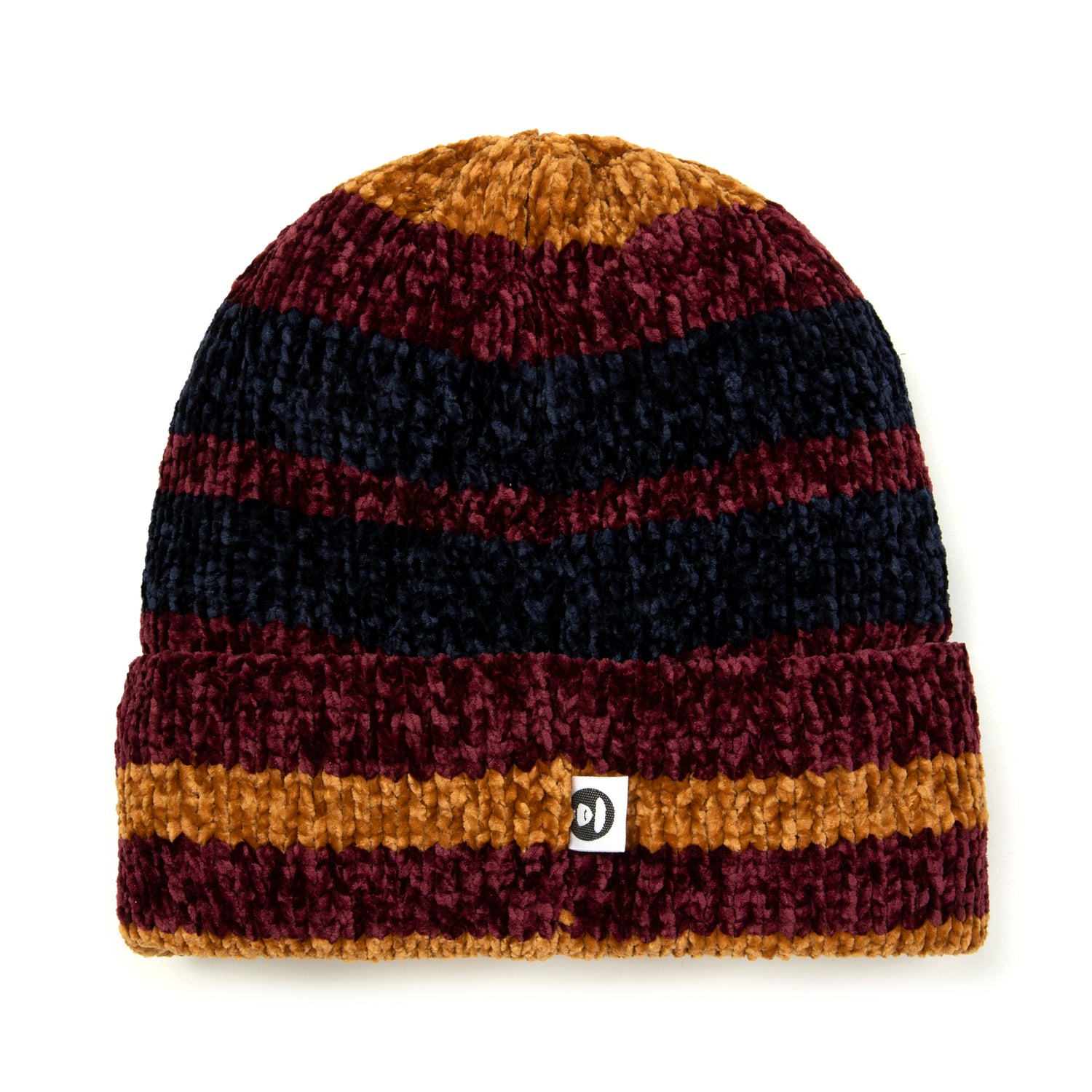 MOONFACE PATCH STRIPED BEANIE