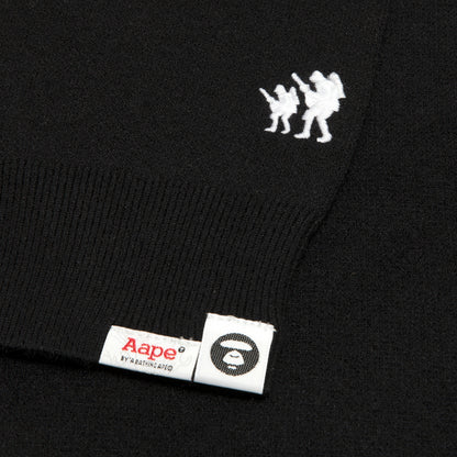 AAPENOW MOONFACE LOGO CREW NECK KNIT PULLOVER