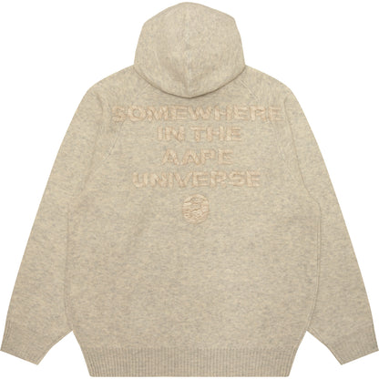 MOONFACE LOGO ZIP-UP KNIT HOODIE