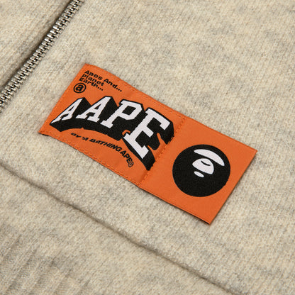 MOONFACE LOGO ZIP-UP KNIT HOODIE