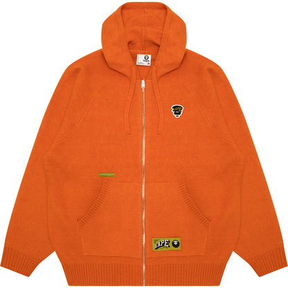 MOONFACE LOGO ZIP-UP KNIT HOODIE