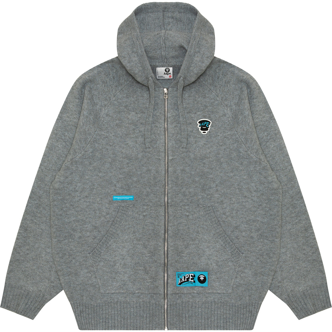 MOONFACE LOGO ZIP-UP KNIT HOODIE