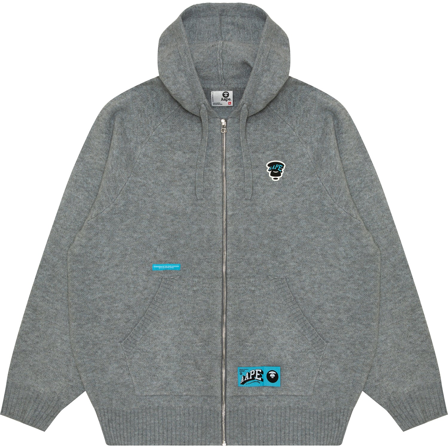 MOONFACE LOGO ZIP-UP KNIT HOODIE