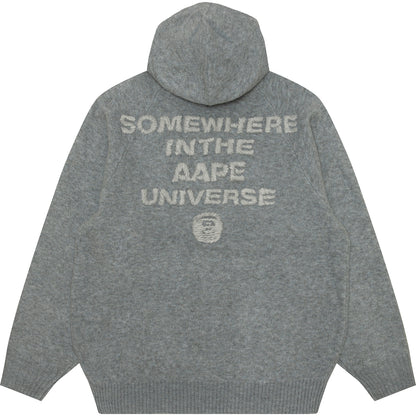 MOONFACE LOGO ZIP-UP KNIT HOODIE