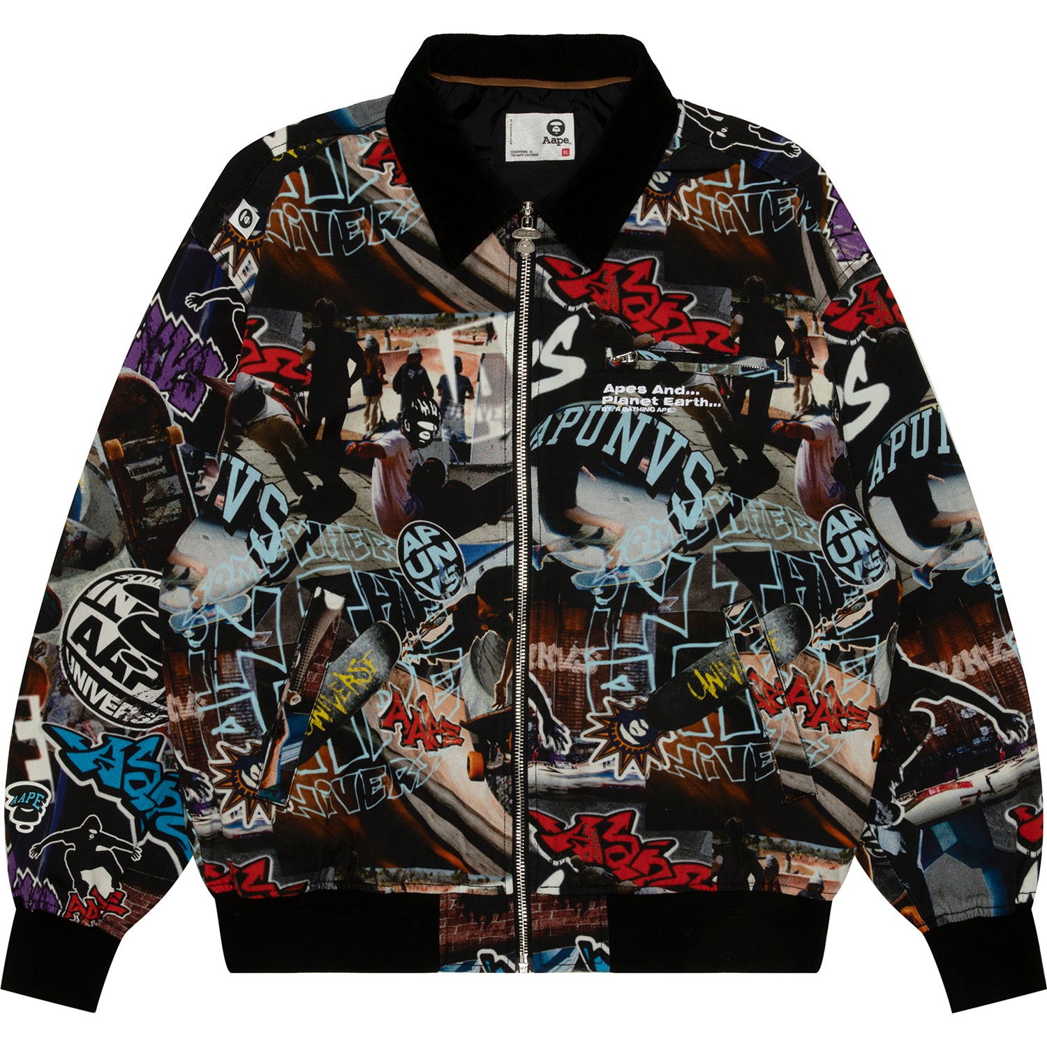 LOGO GRAFFITI PRINT HOODED JACKET