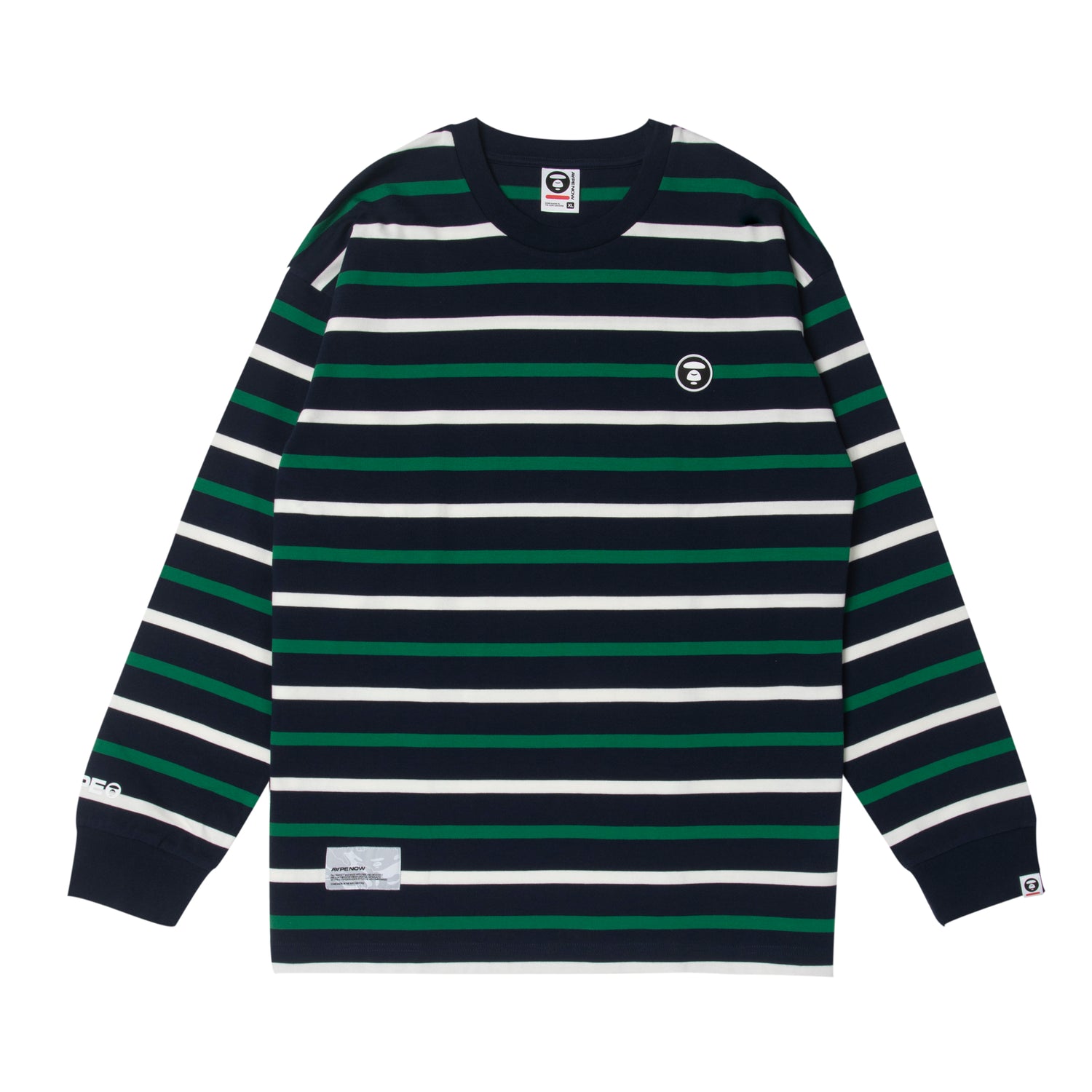 MOONFACE PATCH STRIPED LONG-SLEEVE TEE