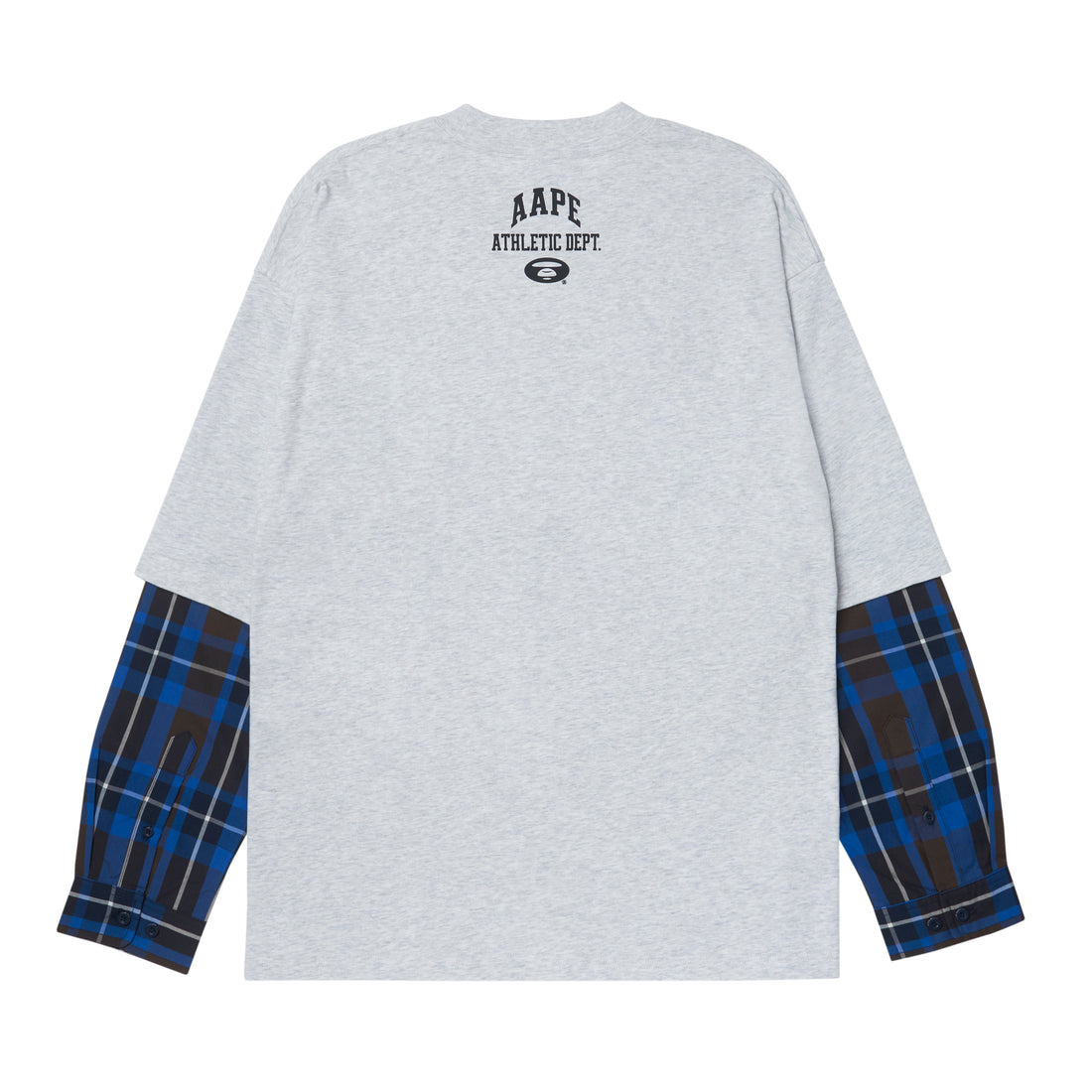 MOONFACE PLAID-PANELLED LONG-SLEEVE TEE