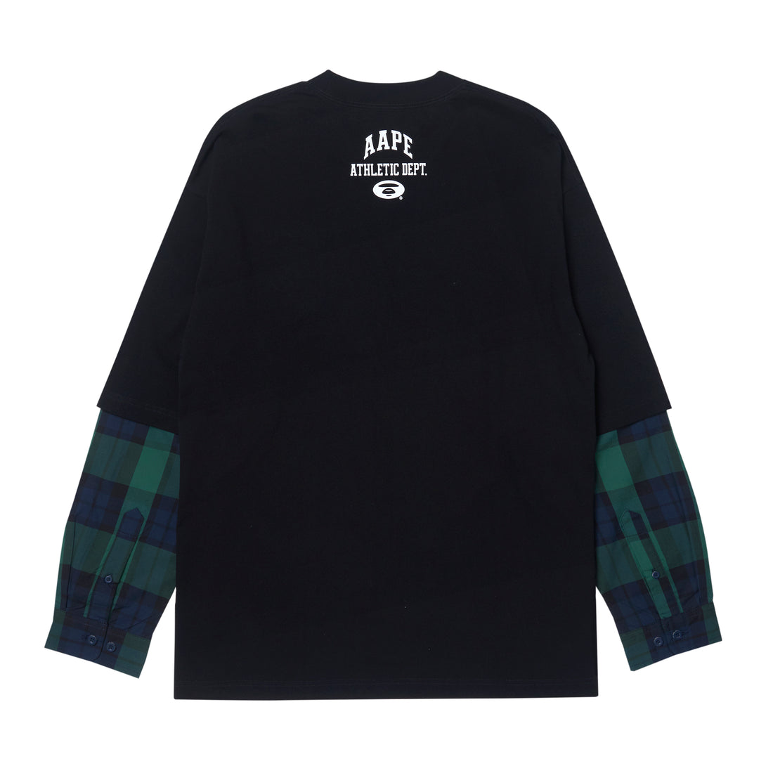 MOONFACE PLAID-PANELLED LONG-SLEEVE TEE