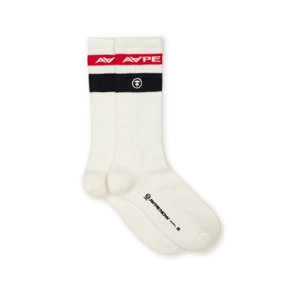 MOONFACE EMBROIDERED STRIPED SOCKS