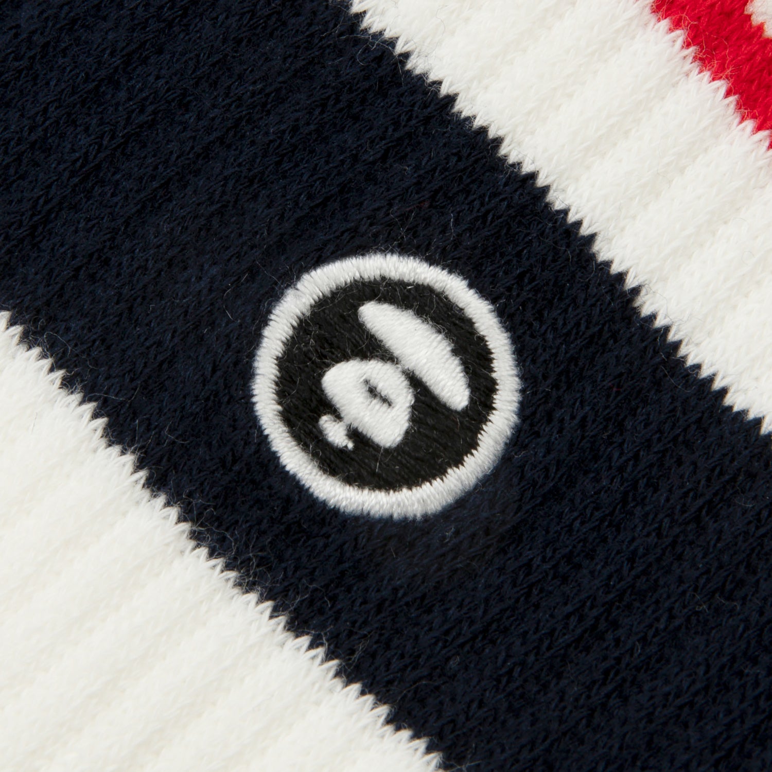 MOONFACE EMBROIDERED STRIPED SOCKS