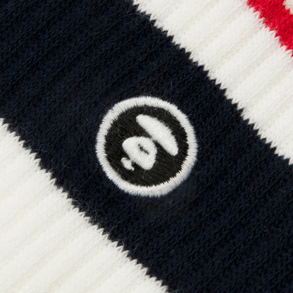 MOONFACE EMBROIDERED STRIPED SOCKS