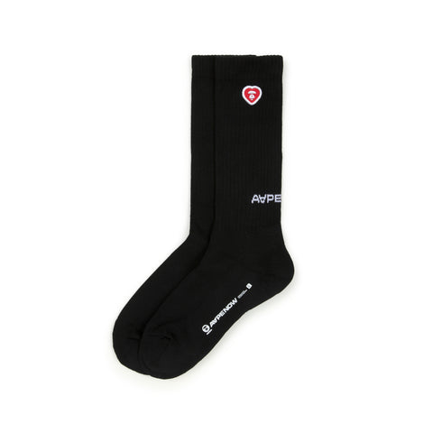 MOONFACE HEART EMBROIDERED CREW SOCKS