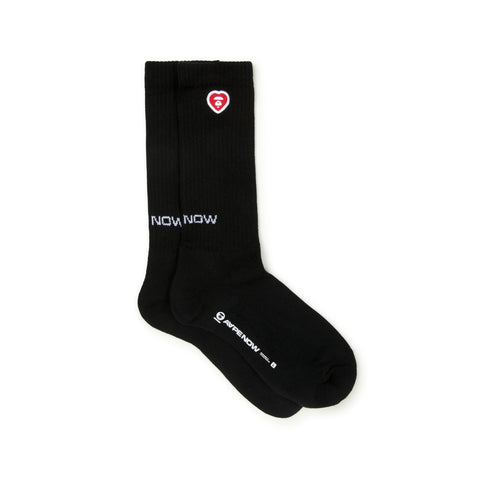 MOONFACE HEART EMBROIDERED CREW SOCKS