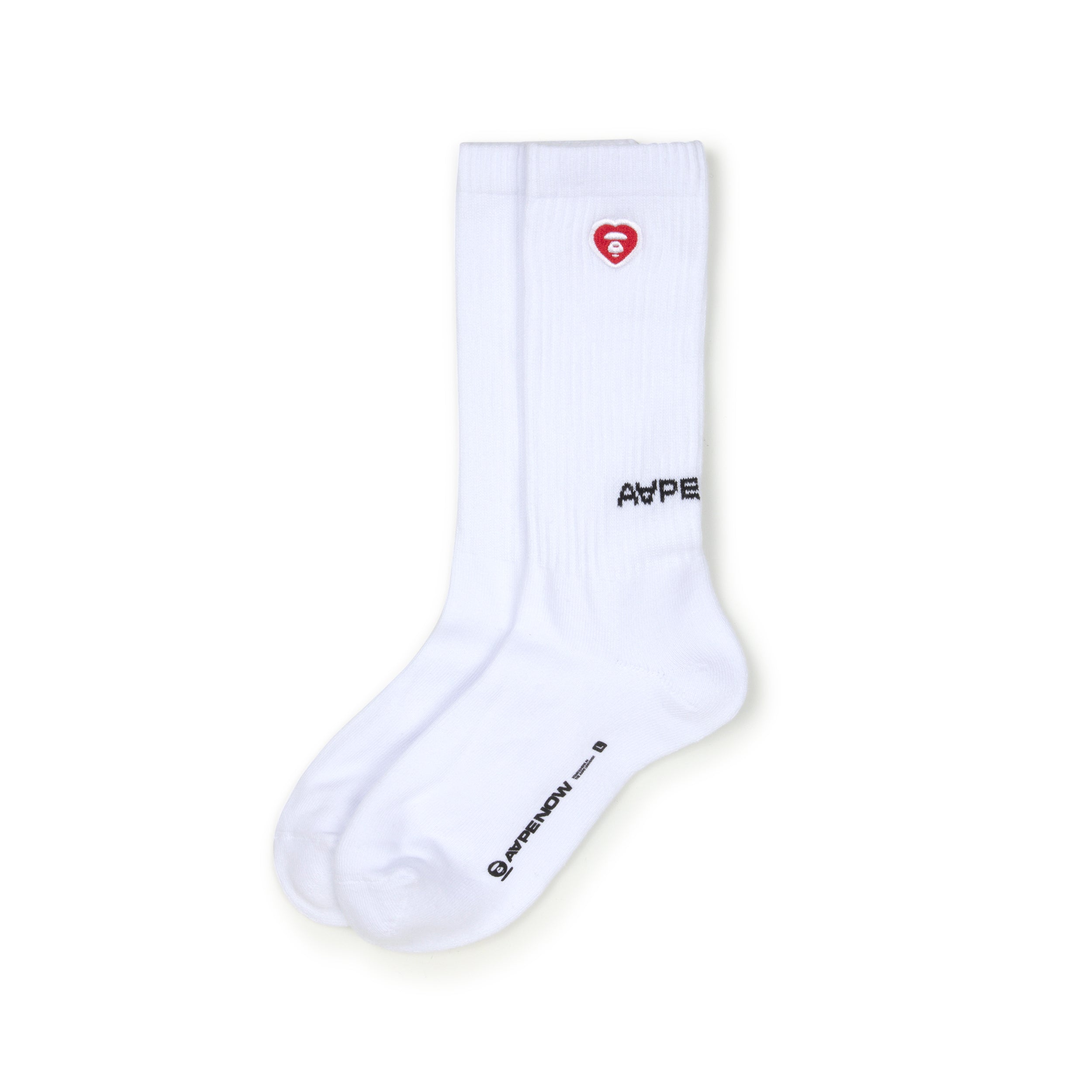 MOONFACE HEART EMBROIDERED CREW SOCKS