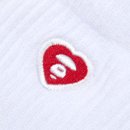 MOONFACE HEART EMBROIDERED CREW SOCKS