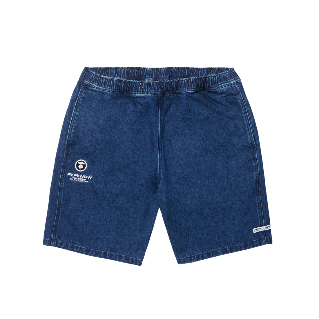 MOONFACE EMBROIDERED DENIM SHORTS