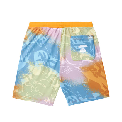 MOONFACE EMBROIDERED CAMO SWEAT SHORTS