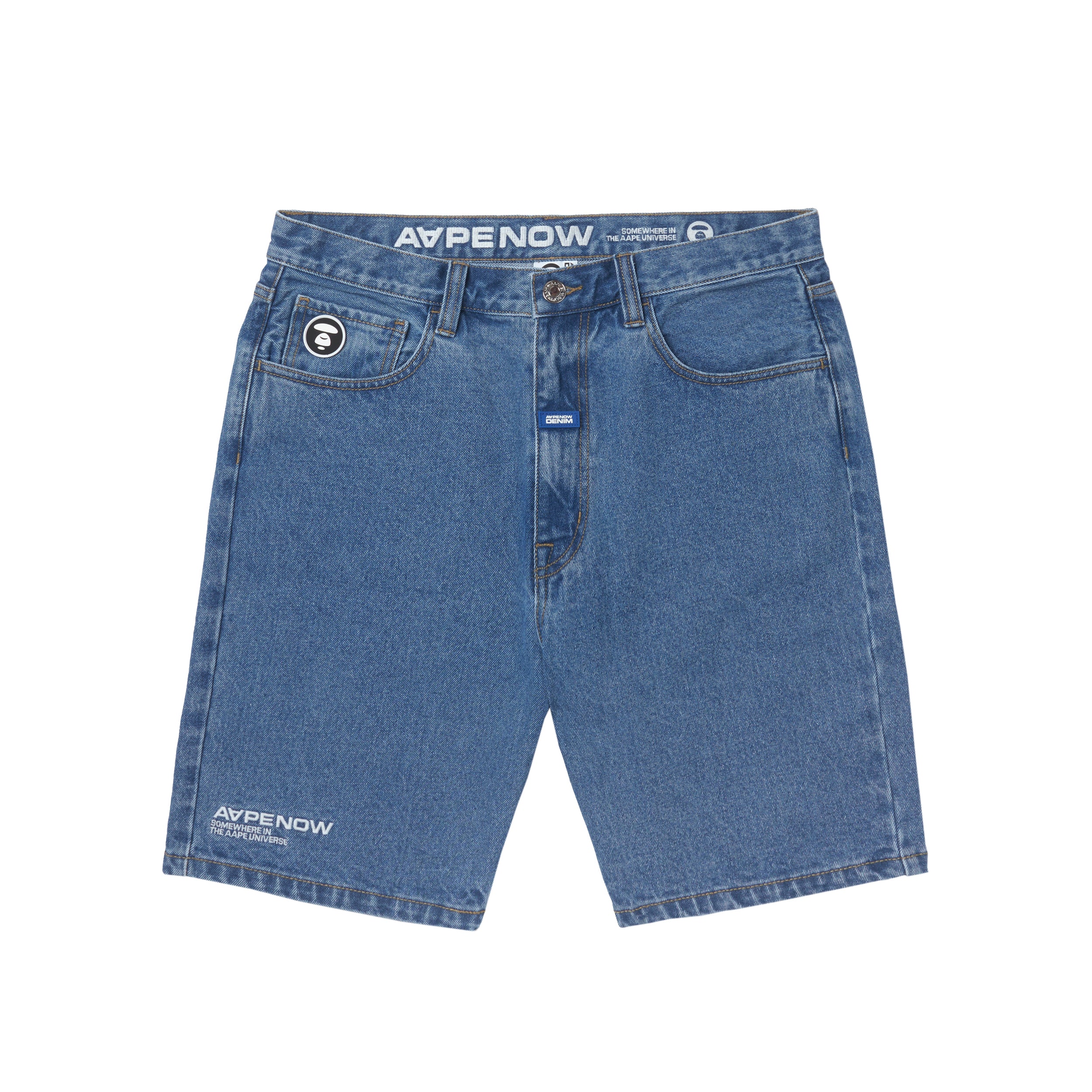 MOONFACE PATCH DENIM SHORTS