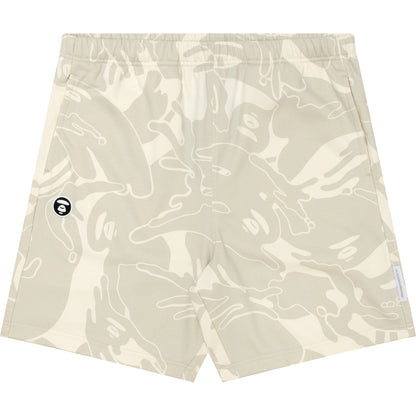 MOONFACE EMBROIDERED CAMO SWEAT SHORTS