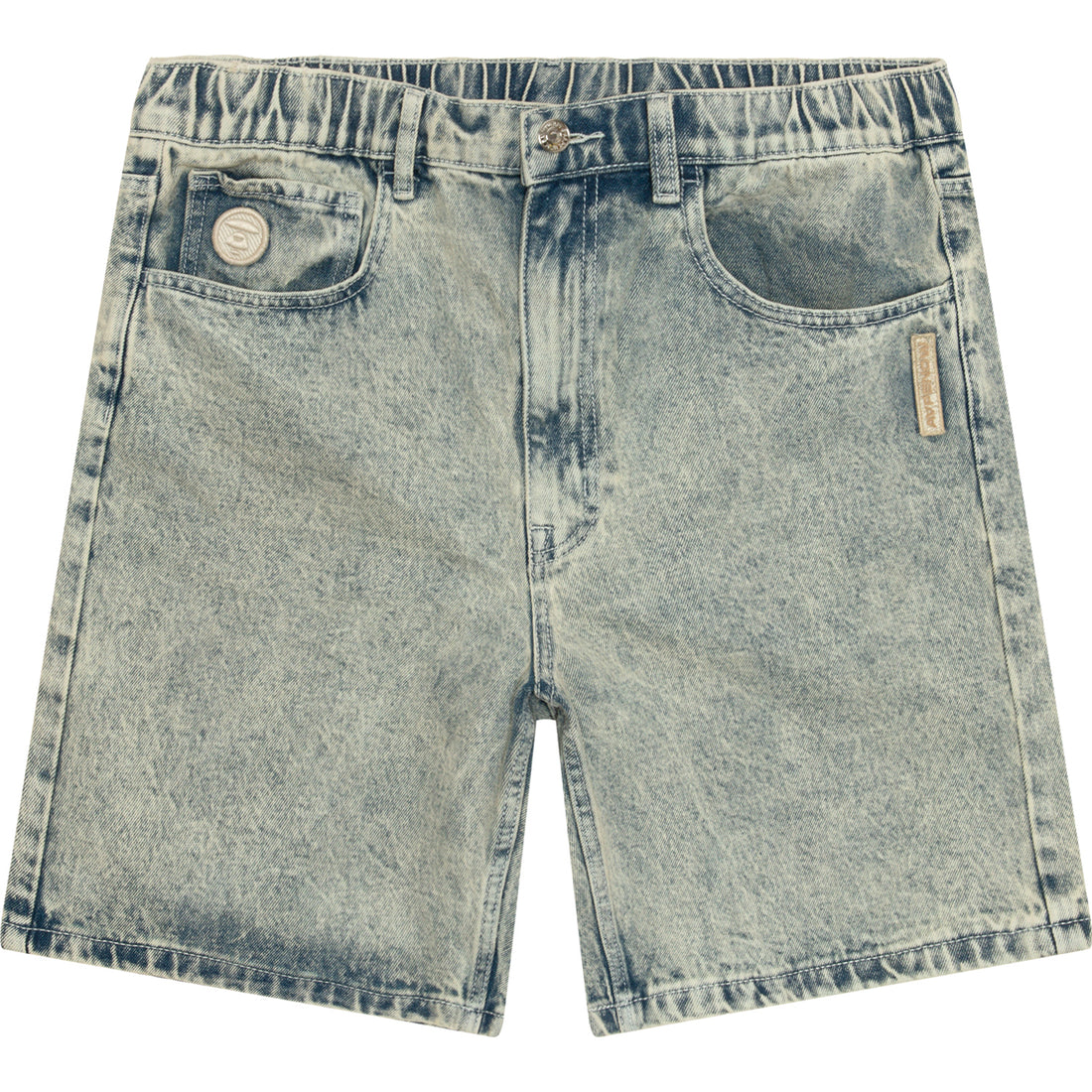AAPSPMB668XBO/AAPENOW MOONFACE LOGO DENIM SHORTS