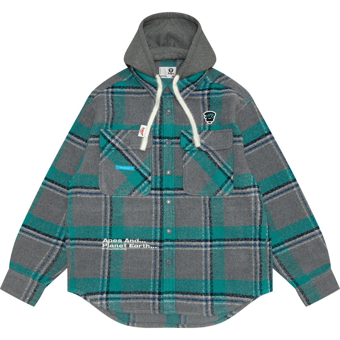 CHECK HOODED BUTTON DOWN JACKET