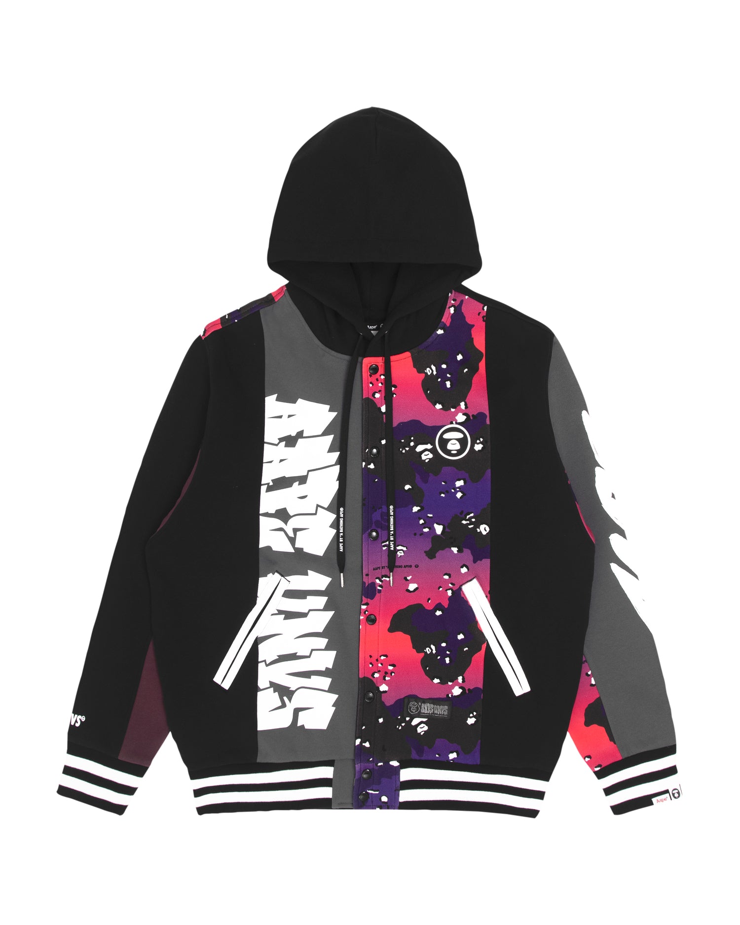 AAPE Moonface camo hooded varsity jacket | Aape official website